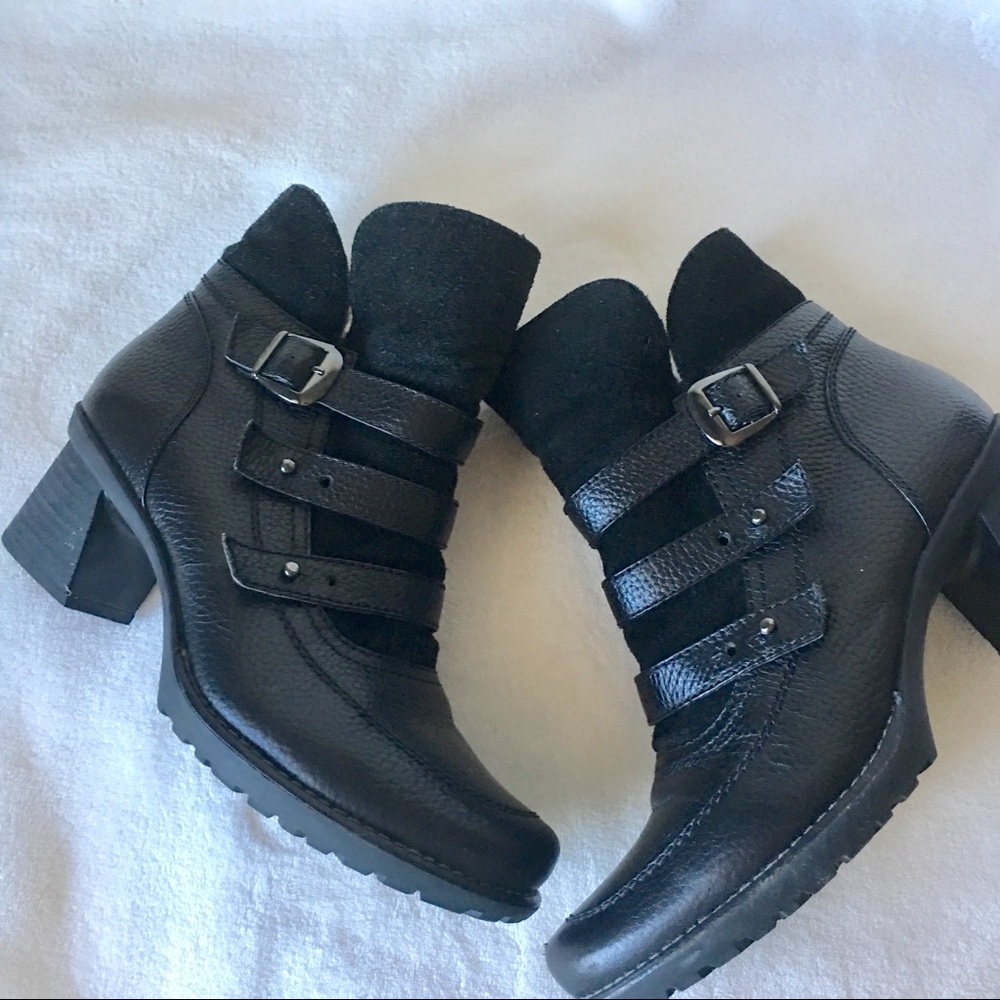 Earth mistari ankle boots faux shearling black 8 b